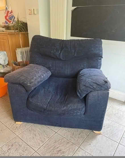 Photo of free Single blue material sofa (Mill Hill NW7) #1