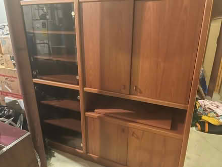 Photo of free Mid century modern oak cabinet (Brighton, MI) #1