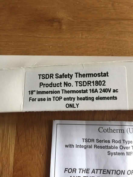 Photo of free Immersion thermostat 18” (Heybridge- CM9) #1