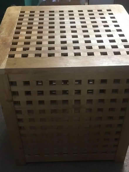 Photo of Ikea wooden laundry basket with lid (Newent GL18) #1