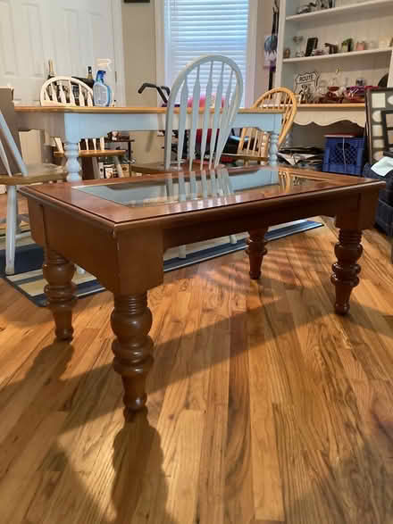 Photo of free Wooden coffee table, glass top (Andersonville) #2