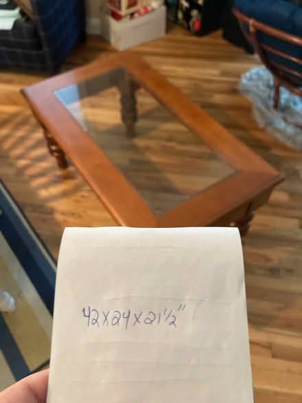 Photo of free Wooden coffee table, glass top (Andersonville) #4