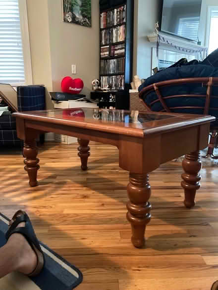 Photo of free Wooden coffee table, glass top (Andersonville) #1