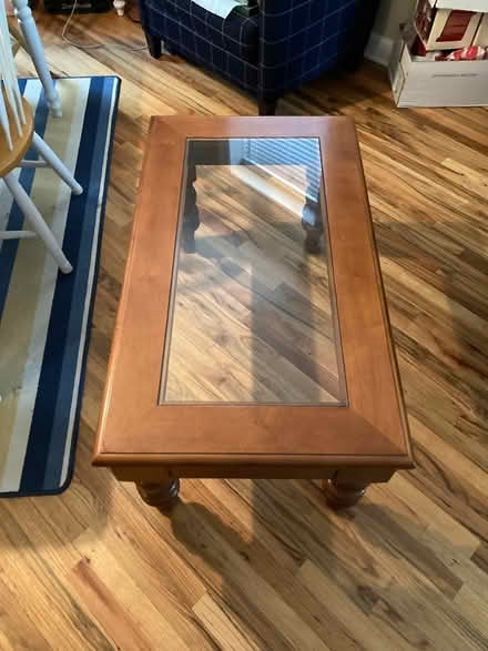 Photo of free Wooden coffee table, glass top (Andersonville) #3