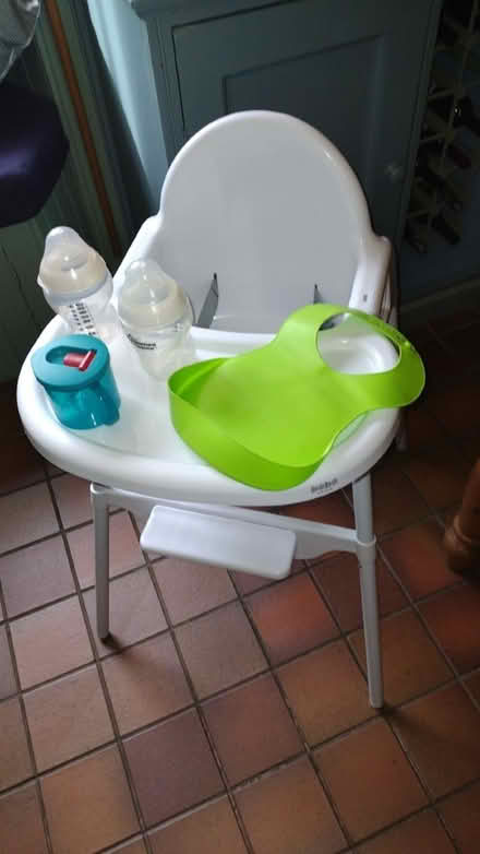 Photo of free High chair plus bib, bottles and cup. (Broughton ML12) #1