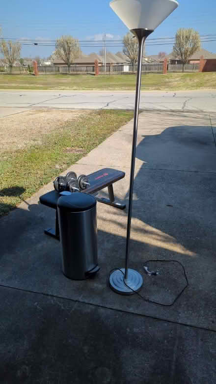 Photo of free Lamp, bin, bench and weights (41st and 193rd) #1