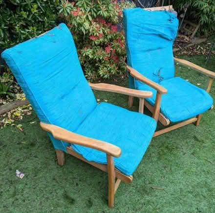 Photo of free Wooden framed armchairs (pair of) (Dales Brow M27) #1