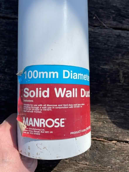Photo of free Manrose solid wall duct 100mm (Matfield) #1