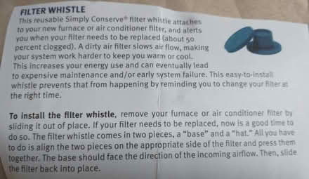 Photo of free AC/furnace filter whistle (KeyportNJ) #3