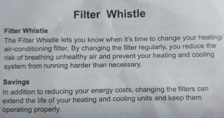 Photo of free AC/furnace filter whistle (KeyportNJ) #1