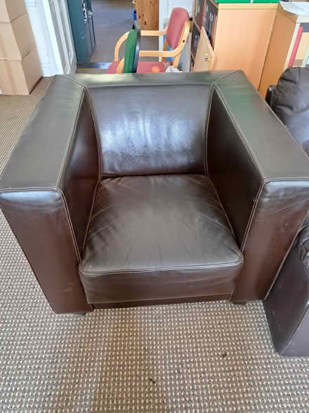 Photo of free Brown pleather armchair (North Great George's Street) #2
