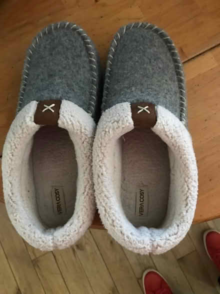 Photo of free Comfy moccasin style slippers with faux fur lining (Round Green LU2) #1