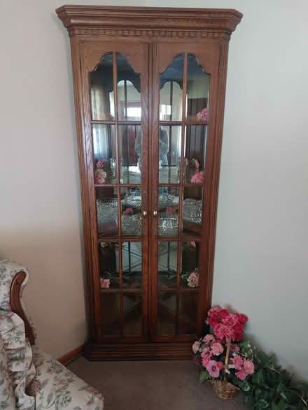 Photo of free Love seat, couch. Corner curio (Middlesex NJ) #2