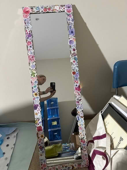 Photo of free Mirror with flower stickers on it (Contra Costa Centre) #1
