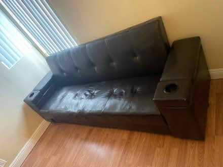 Photo of free Black Leather Futon Couch (North Hollywood) #1