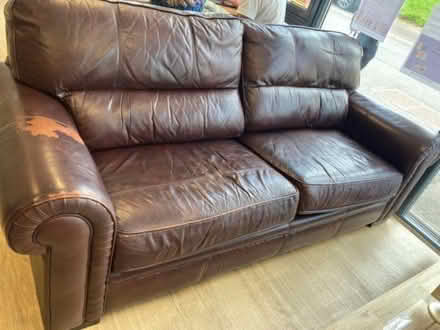 Photo of free Brown Leather Sofa (Barrhead G78) #1