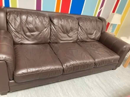 Photo of free Brown Leather Sofa (Barrhead G78) #1