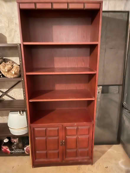 Photo of free Tall wood shelves cabinet (Gaithersburg Quince Orchard) #1