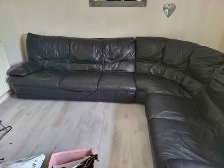 Photo of free Large black leather corner sofa (Chelmsford CM1) #2
