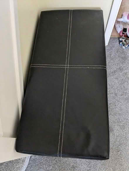 Photo of free black leather (maybe) ottoman (RG17 Hungerford) #3