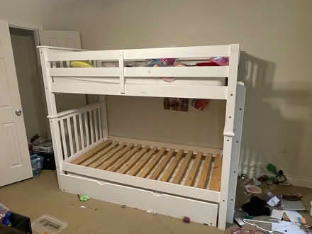 Photo of free White bunk bed w trundle (78722) #1