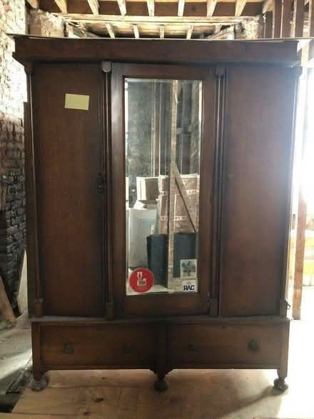 Photo of free Vintage Wooden Wardrobe with mirror (EC1 Farringdon) #1