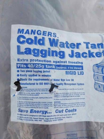 Photo of free Water tank lagging jacket (Radcliffe M26) #2