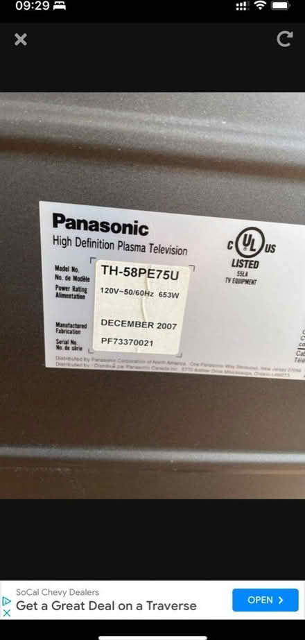 Photo of free 65 inch plasma TV (Larchmont) #3