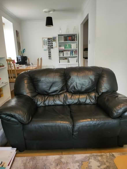 Photo of free Black leather couches (Dundrum) #1