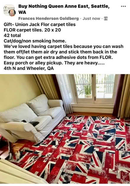 Photo of free FLOR Union Jack Carpet Tiles (upper queen anne) #1
