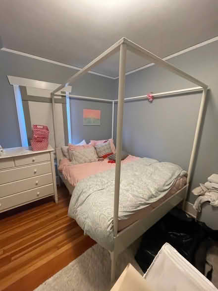 Photo of free IKEA 4 poster bed/white (upper queen anne) #1