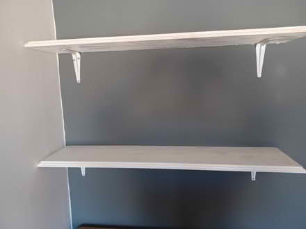 Photo of free A Pair of White Wooden Shelves (Queen's Hills NR8) #1