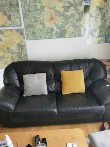 Photo of free Black leather couches (Dundrum) #2