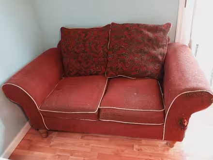 Photo of free Red Love Seat (Aspen Hill) #1