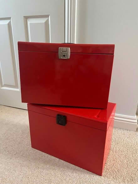 Photo of free Two Red Filing Cases (Penair School TR1) #1