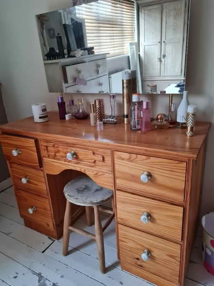 Photo of free Solid pine 7 draw dresser and mirror (Newall LS21) #1