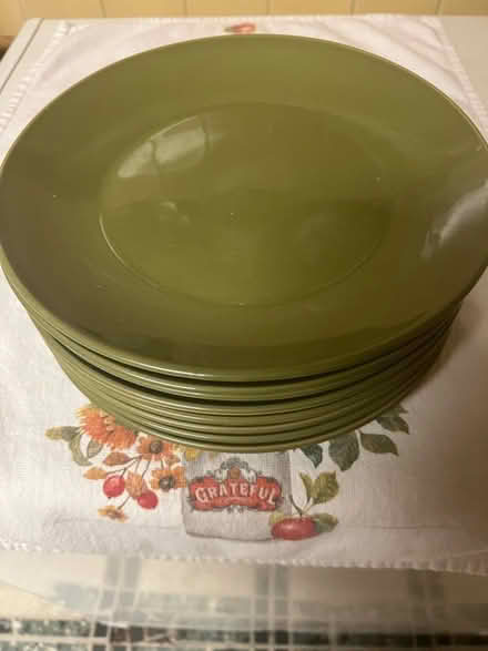 Photo of free Green ceramic plates (8) (Wynnefield section of Philly) #1