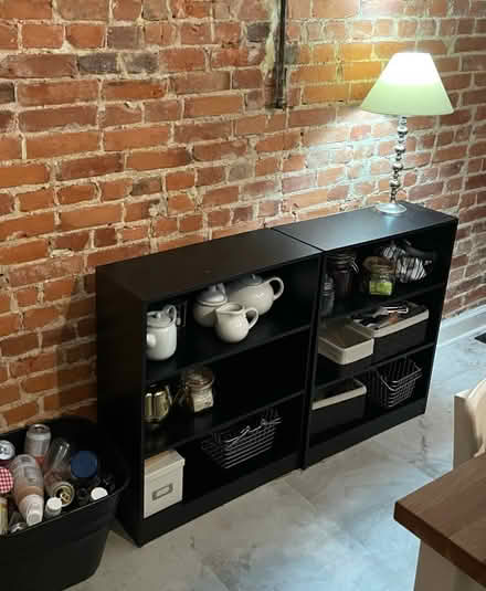 Photo of free Black bookshelves (2) (Riverside) #1