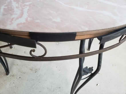 Photo of free Wrought iron bistro table & chairs (Parkville) #3