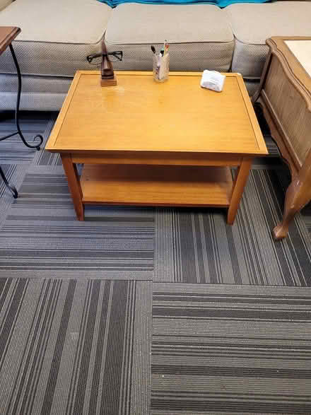Photo of free 4 person sofa, office desk, end tbl (15 monument sq near TD Bank) #1