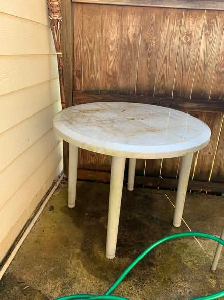 Photo of free Outdoor plastic table, 3 chairs (East Athens, ~ college station) #1