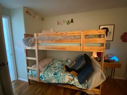 Photo of free Wooden Twin Bunk Bed + 1 mattress (Thornton, co) #1