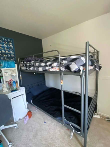 Photo of free Ikea metal bunk bed and 1 mattress (Thornton, co) #1