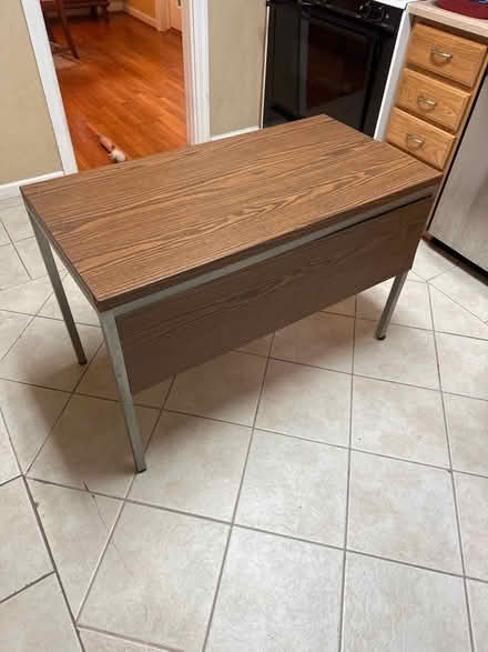 Photo of free Metal table with drawer (Near downtown Greensboro) #2