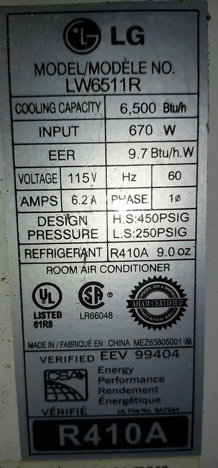Photo of free 6500 btu LG window air conditioner (Downingtown, pa) #3