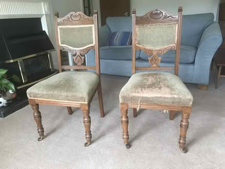 Photo of free Edwardian oak dining chairs (Dunlop, East Ayrshire) #1
