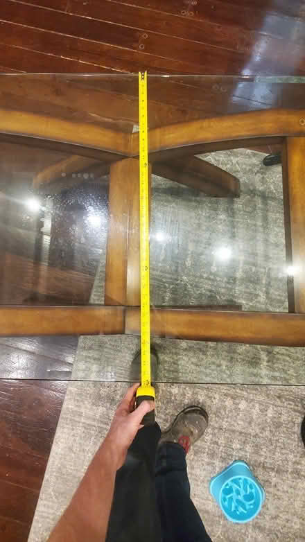 Photo of free Glass top wood base coffee table (Poughkeepsie) #3