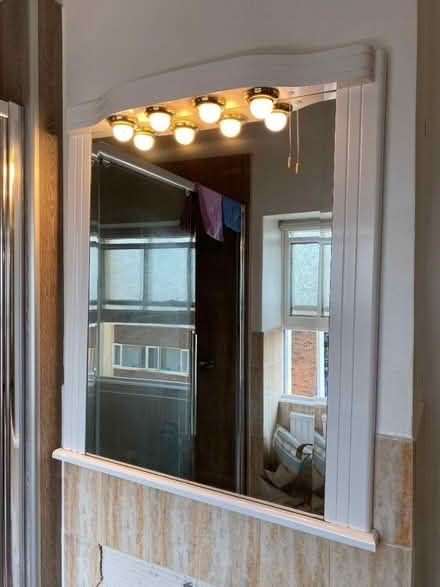 Photo of free White bathroom/bedroom mirror with integral lighting (Portsea PO1) #1