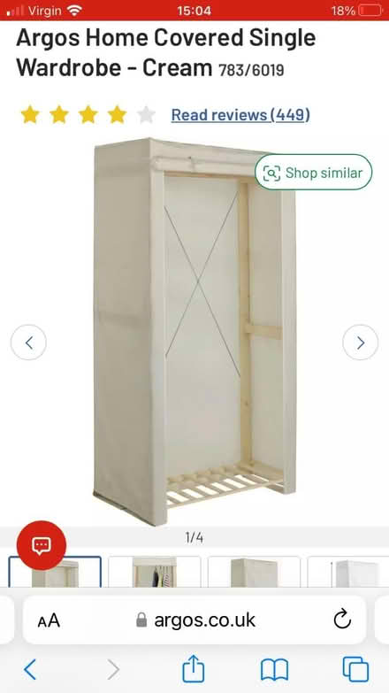 Photo of free Canvas single wardrobe (Castle Bromwich B36) #1