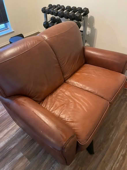 Photo of free Leather love seat (Carrollton) #3
